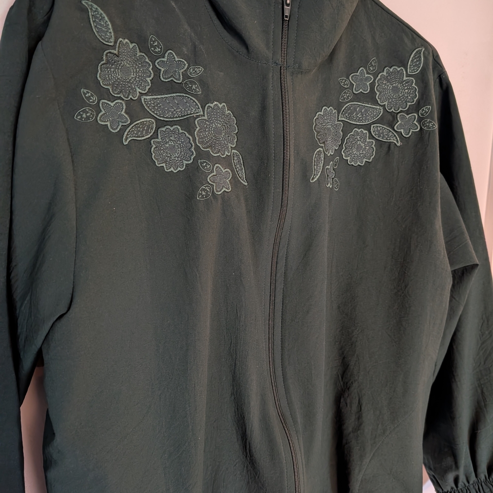 BonWorth Dark Green Jacket with Floral Embroidery